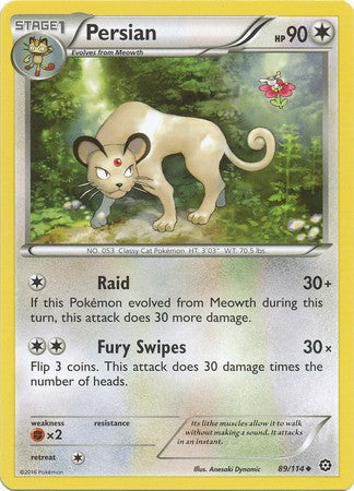 Persian 89/114 Uncommon - Pokemon XY Steam Siege Card
