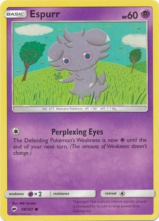 Espurr 59/147 Common - Pokemon Sun & Moon Burning Shadows Card