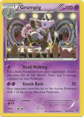 Grumpig 31/124 Rare - Pokemon XY Fates Collide Card