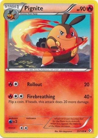Pignite 25/149 - Pokemon Boundaries Crossed Uncommon Card