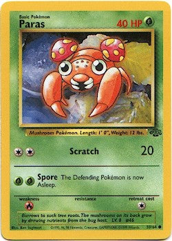 Pokemon Jungle Common Card - Paras 59/64