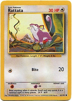 Pokemon Basic Common Card - Rattata 61/102