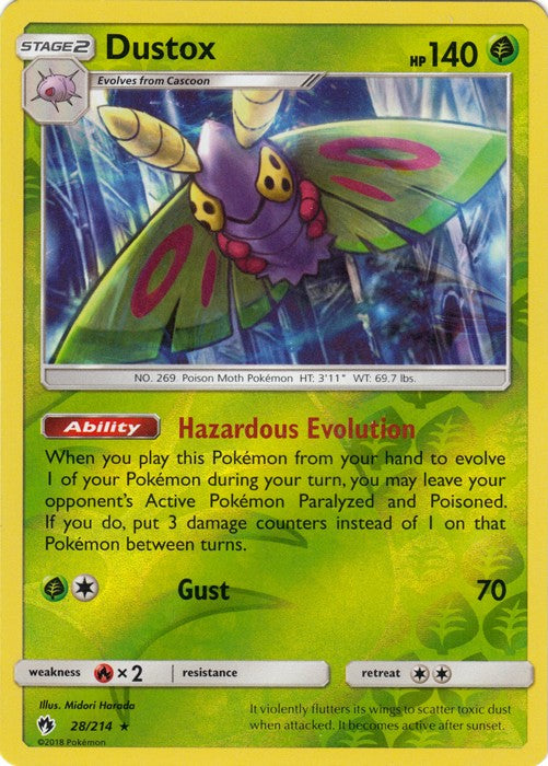 Dustox - 28/214 (Reverse Foil) Pokemon » SM Lost Thunder Rare