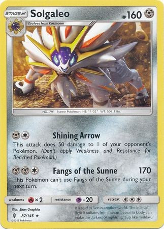 Solgaleo 87/145 Rare - Pokemon Sun & Moon Guardians Rising Card