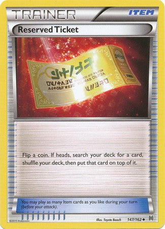 Reserved Ticket 147/162 Uncommon - Pokemon XY Break Through Card