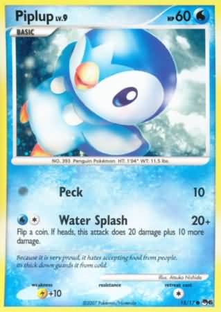 Pokemon POP Series 6 Promo Card Piplup 15/17 Holo Rare
