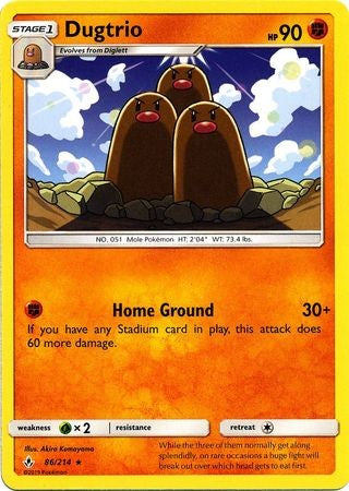 Dugtrio - 86/214 - Sun & Moon: Unbroken Bonds Rare