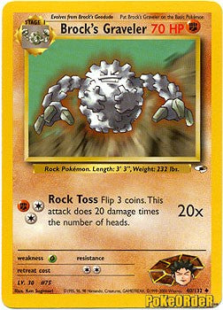 Pokemon Gym Heroes Uncommon Card - Brock's Graveler 40/132