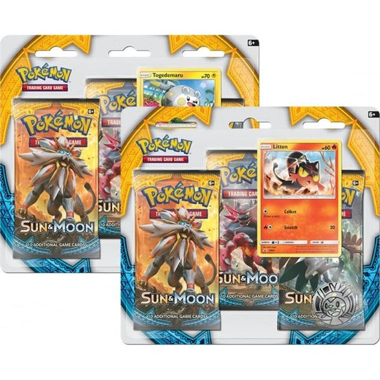 Sun & Moon Pokemon 3 Pack Blister Togedemaru or Litten