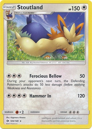 stoutland v pokemon card value Stoutland (105/149) [Sun & Moon: Base Set] Near Mint
