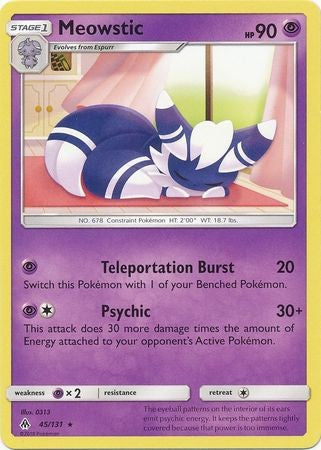 Meowstic 45/131 Rare - Pokemon Sun & Moon Forbidden Light Card