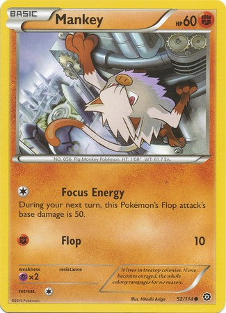 Mankey 52/114 Common - Pokemon XY Steam Siege Card