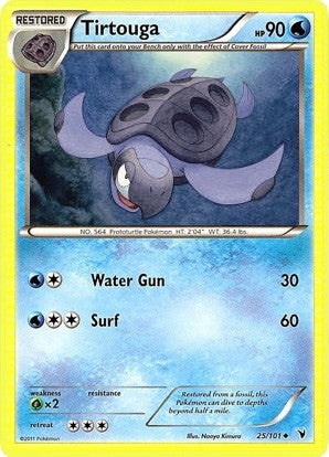 Pokemon Noble Victories Uncommon Card - Tirtouga 25/101