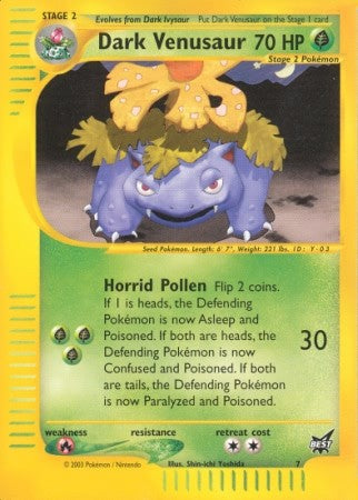 Pokemon Rare Promo Single Card - Dark Venusaur 7/9 Winner
