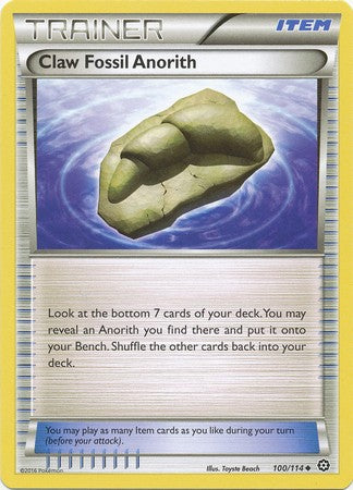 Claw Fossil Anorith 100/114 Uncommon - Pokemon XY Steam Siege Card