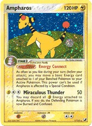 Pokemon EX Unseen Forces Holo Rare Card - Ampharos 1/115