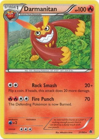 Pokemon Emerging Powers Rare Card - Darmanitan 21/98