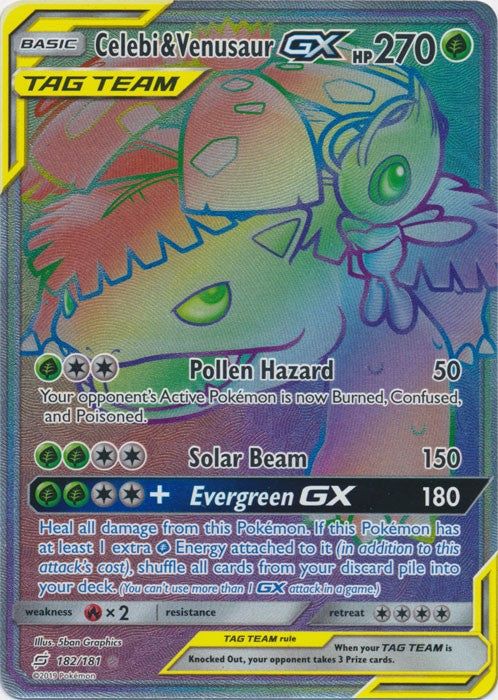 Celebi & Venusaur-GX (Hyper Rare) - 182/181 Pokemon » SM Team Up Ultra Rare