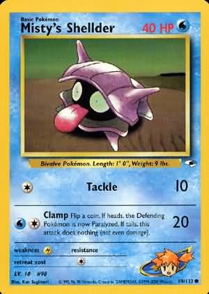 Pokemon Gym Heroes Common Card - Misty's Shellder 89/132