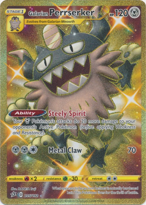 Galarian Perrserker (Secret Rare) - 205/192 Pokemon » SWSH Rebel Clash Ultra Rare