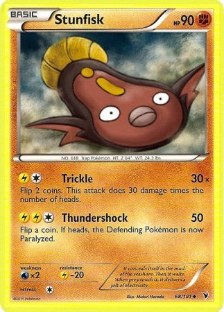 Pokemon Noble Victories Uncommon Card - Stunfisk 68/101