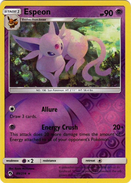 Espeon - 89/214 (Reverse Foil) Pokemon » SM Lost Thunder Rare