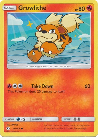 Growlithe 21/149 Common - Pokemon Sun & Moon Base Set Single Card
