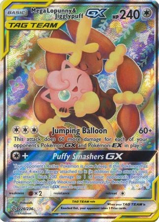 Mega Lopunny & Jigglypuff GX - 226/236 - Full Art Ultra Rare Sun & Moon: Cosmic Eclipse Singles