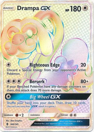 Drampa GX 160/145 Hyper Rare - Pokemon Sun & Moon Guardians Rising Card