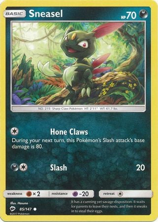 Sneasel 85/147 Common - Pokemon Sun & Moon Burning Shadows Card