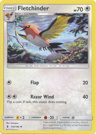 Fletchinder 110/145 Uncommon - Pokemon Sun & Moon Guardians Rising Card