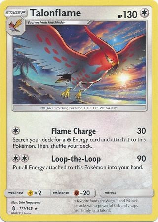 Talonflame 111/145 Rare - Pokemon Sun & Moon Guardians Rising Card