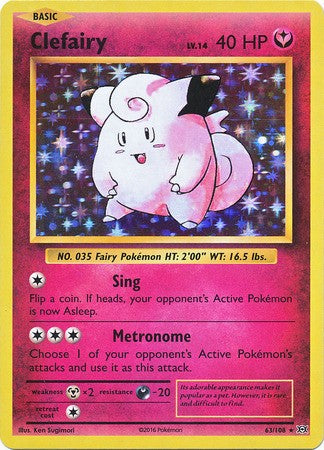 Clefairy 63/108 Holo Rare - Pokemon XY Evolutions Single Card