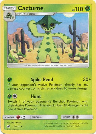 Cacturne 6/111 Rare - Pokemon Crimson Invasion Card