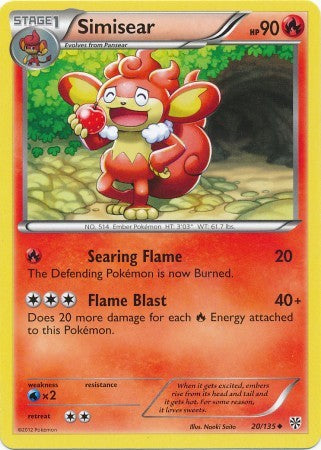 Simisear 20/135 - Pokemon Plasma Storm Uncommon Card