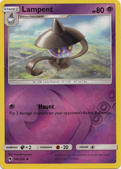 Lampent - 102/214 (Reverse Foil) Pokemon » SM Lost Thunder Uncommon