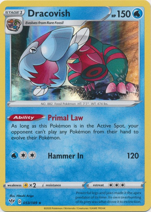 SWSH Darkness Ablaze Rarity: Holo Rare Card Dracovish : 053/189