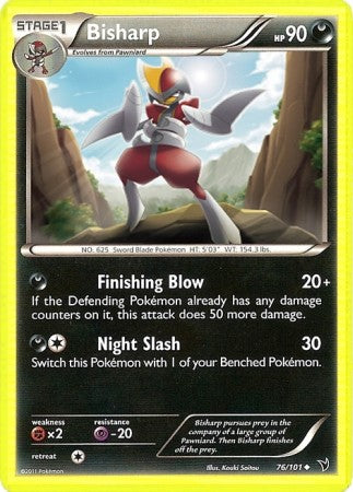 Pokemon Noble Victories Uncommon Card - Bisharp 76/101