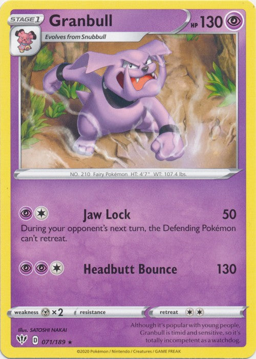 Granbull - 071/189 Pokemon » SWSH Darkness Ablaze Rare