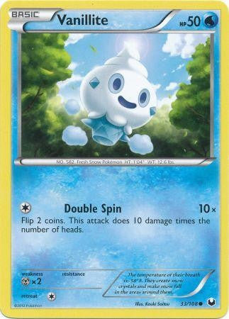 Pokemon Dark Explorers Common Card - Vanillite 33/108
