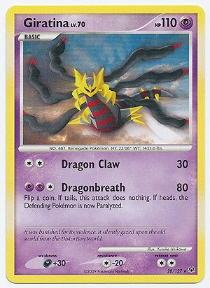 Pokemon Platinum Edition Rare Card - Giratina 28/127 Pokemon Platinum Edition Rare Card - Giratina 28/127