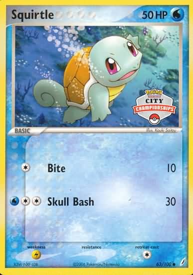 Pokemon Common Promo Card - Squirtle 63/100 (City Championships)