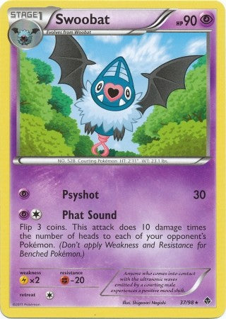 Pokemon Emerging Powers Rare Card - Swoobat 37/98