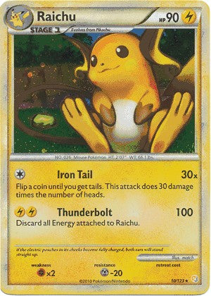 Pokemon HeartGold SoulSilver Single Card Holofoil Rare Raichu 10/123
