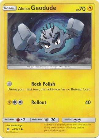 Alolan Geodude 40/145 Common - Pokemon Sun & Moon Guardians Rising Card