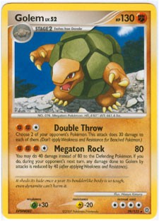 Pokemon Secret Wonders Rare Card - Golem 29/132
