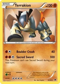 Pokemon Emerging Powers Holo Rare Card - Terrakion 63/98