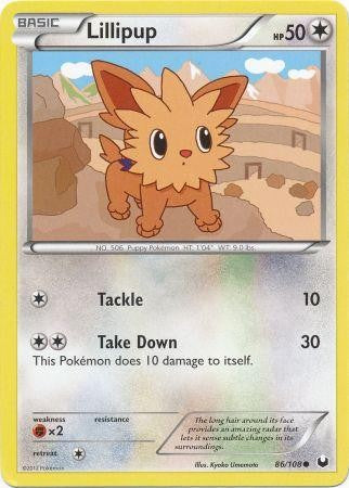 Pokemon Dark Explorers Common Card - Lillipup 86/108
