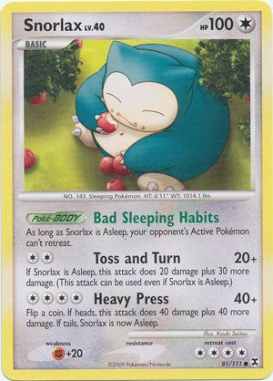 Pokemon Platinum Rising Rivals Single Card Common Snorlax 81/111