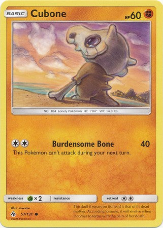 Cubone 57/131 Common - Pokemon Sun & Moon Forbidden Light Card